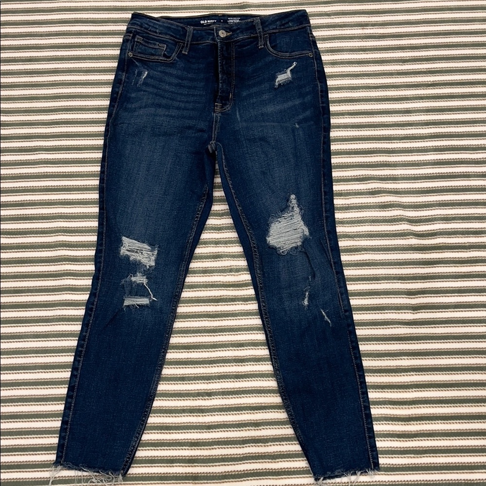 Old Navy Women’s Extra High Rise Rockstar Super Skinny Distressed Jeans size 8